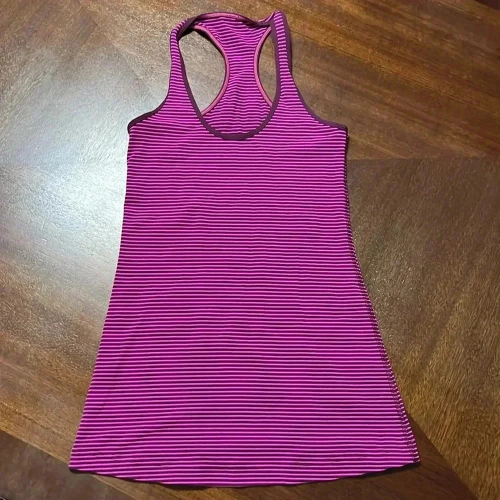 Lululemon Cool Racerback Hyper Stripe Raspberry Glo Light / Plum - Picture 7 of 8